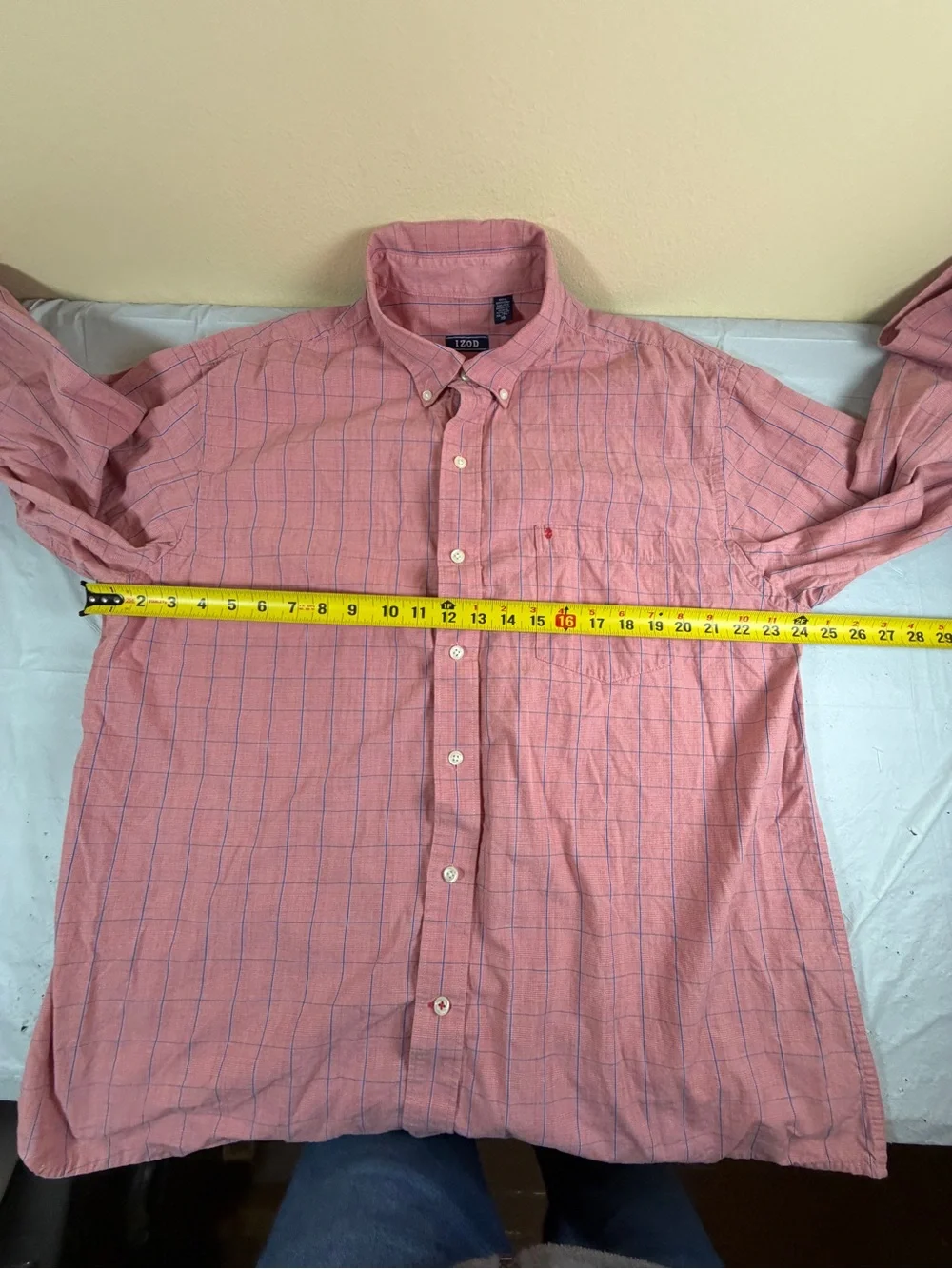 Izod‎ Pink Plaid Button-Down Shirt with Blue Windowpane